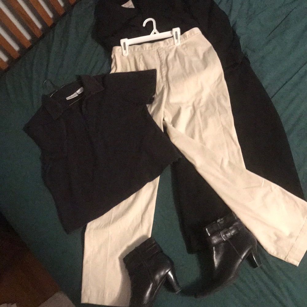 Casual Corner Annex Cream pocket free slacks sz 12
